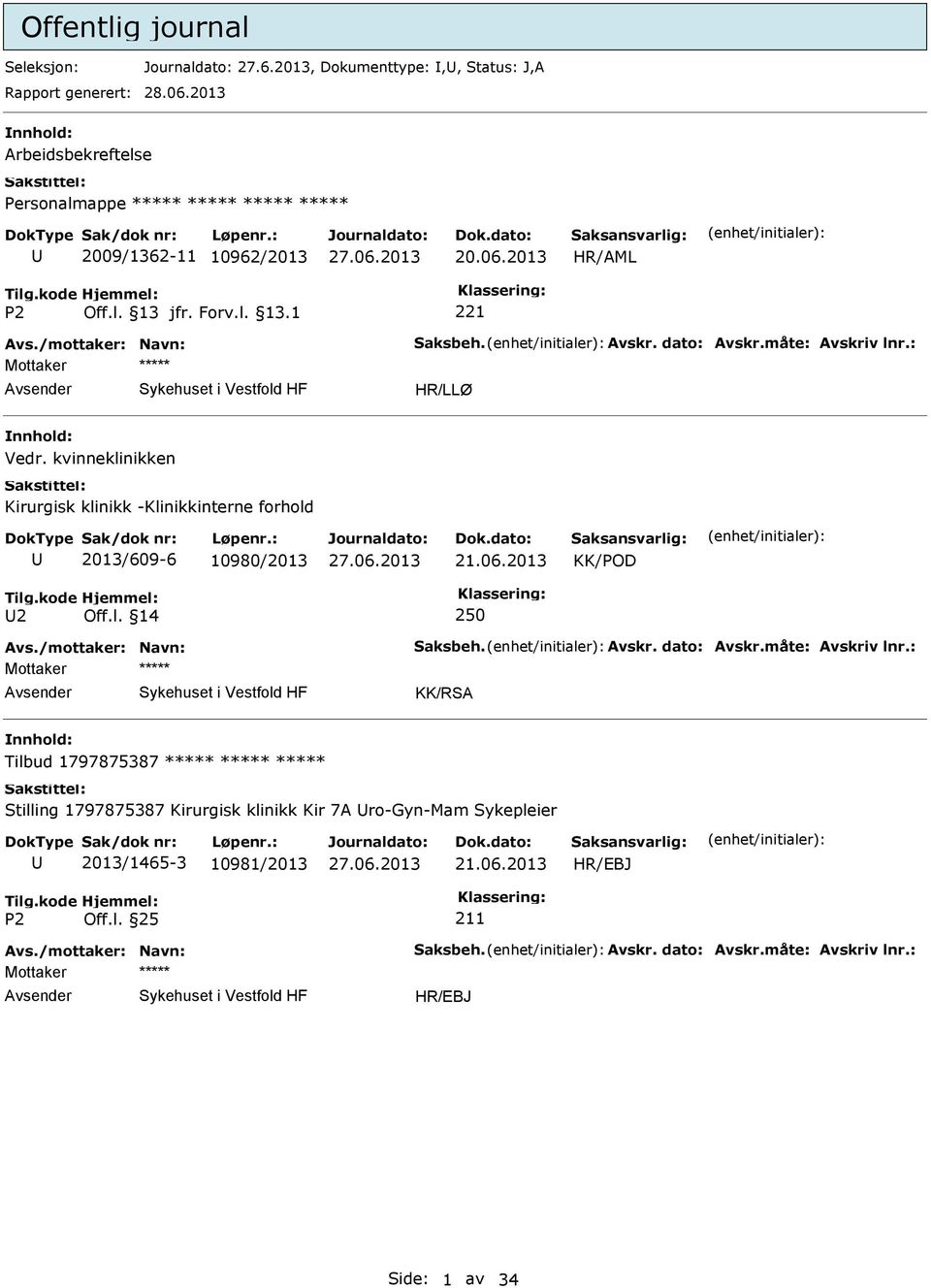 2013 KK/POD 2 Off.l. 14 250 Avs./mottaker: Navn: Saksbeh. Avskr. dato: Avskr.måte: Avskriv lnr.