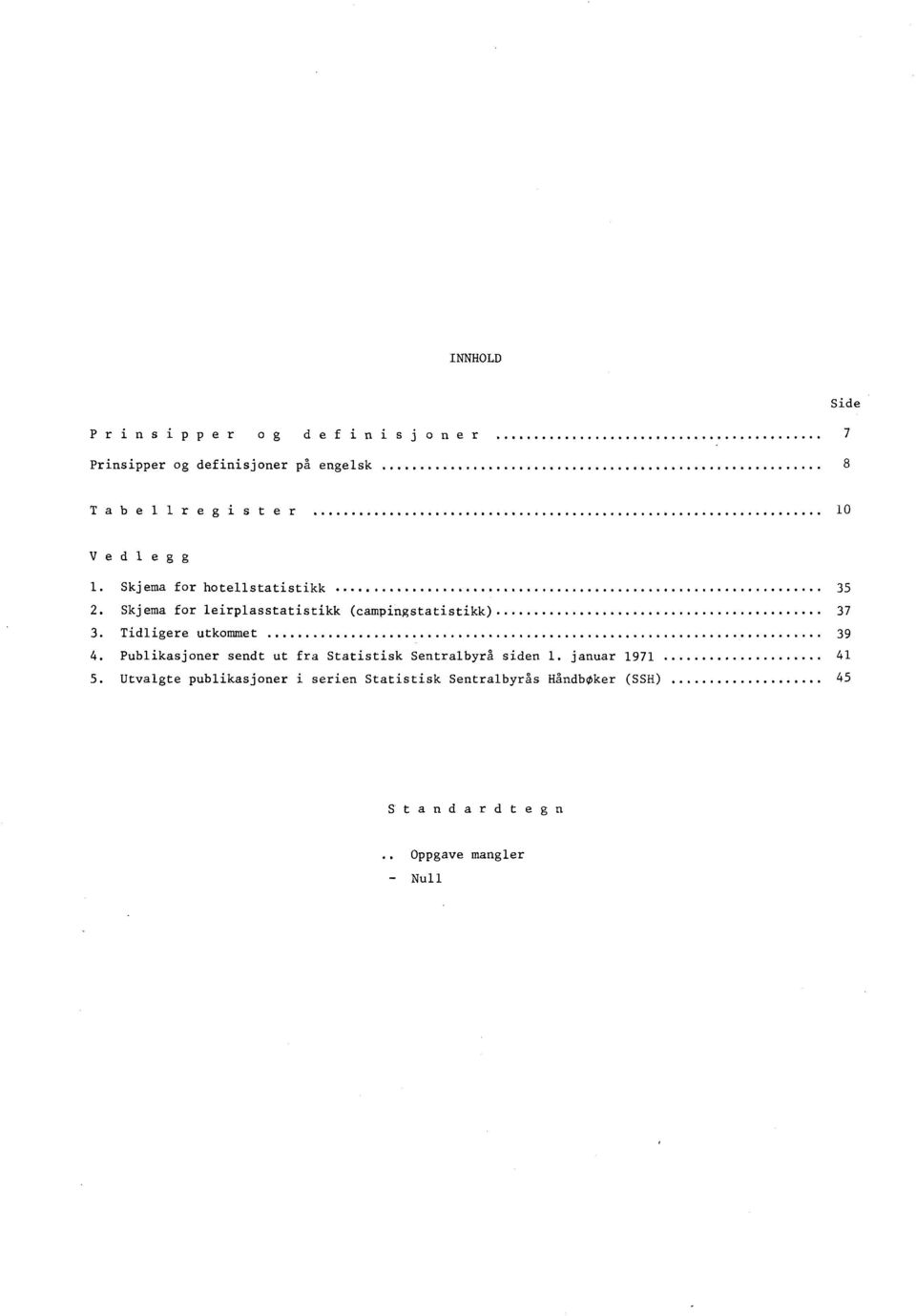 Tidligere utkommet 39 4. Publikasjoner sendt ut fra Statistisk Sentralbyrå siden 1. januar 1971 41 5.