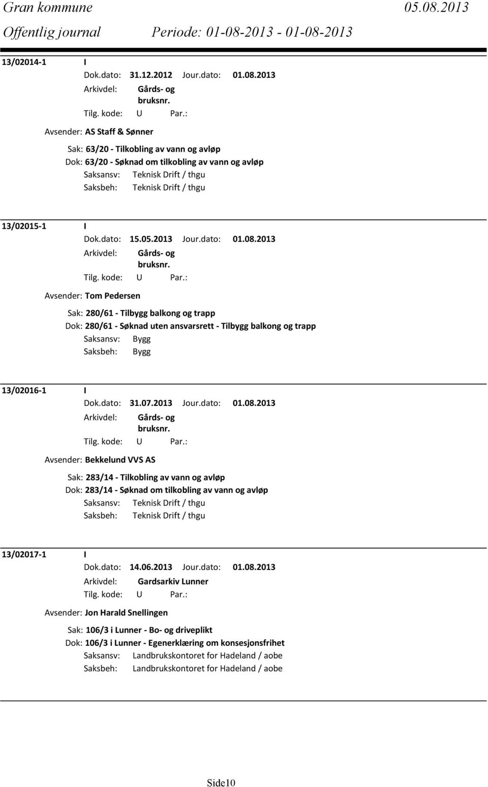 Dok.dato: 15.05.2013 Jour.dato: 01.08.