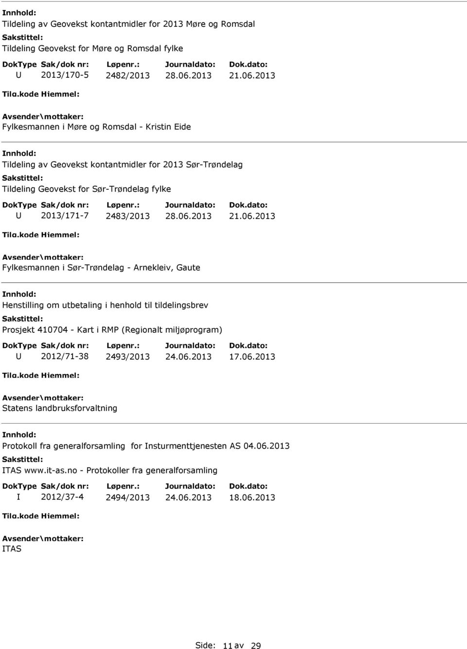 Gaute Henstilling om utbetaling i henhold til tildelingsbrev Prosjekt 410704 - Kart i RMP (Regionalt miljøprogram) 2012/71-38 2493/2013 17.06.