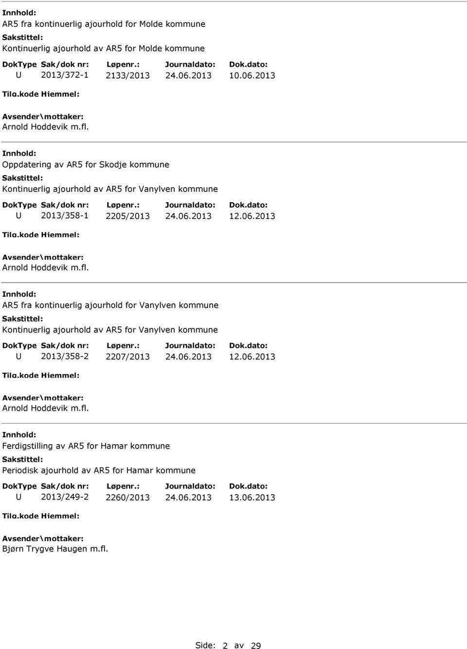 AR5 fra kontinuerlig ajourhold for Vanylven kommune Kontinuerlig ajourhold av AR5 for Vanylven kommune 2013/358-2 2207/2013 12.06.