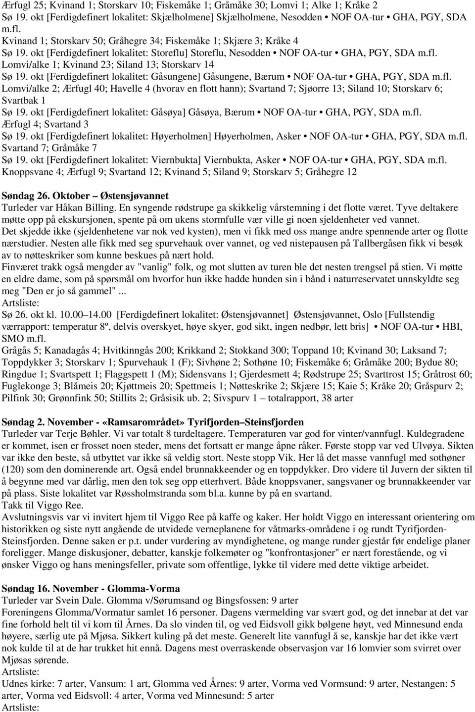 okt [Ferdigdefinert lokalitet: Gåsungene] Gåsungene, Bærum NOF OA-tur GHA, PGY, SDA m.fl.