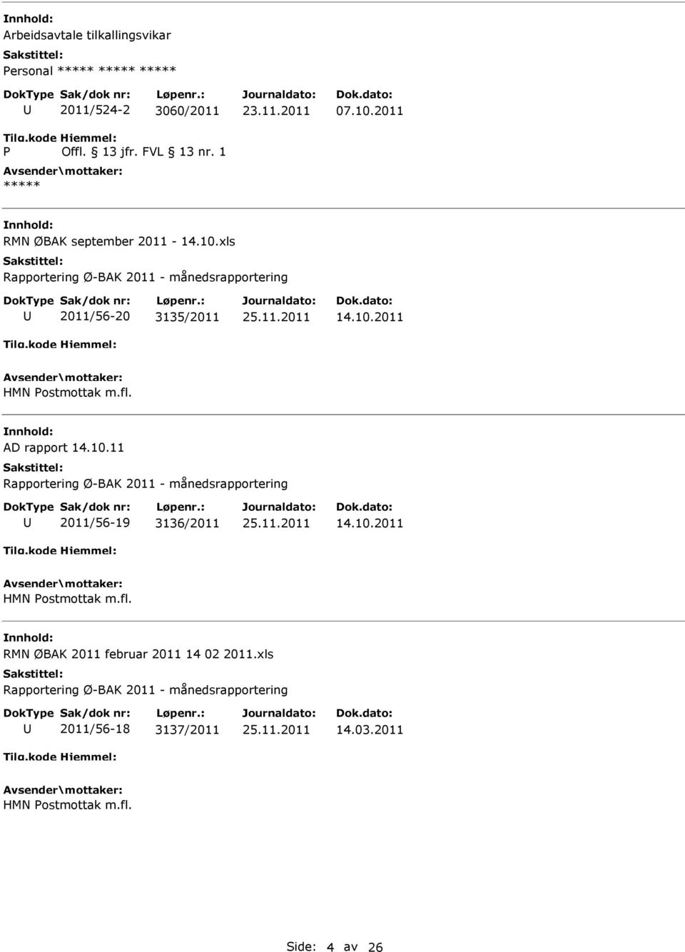 fl. AD rapport 14.10.11 2011/56-19 3136/2011 14.10.2011 HMN ostmottak m.fl. RMN ØBAK 2011 februar 2011 14 02 2011.