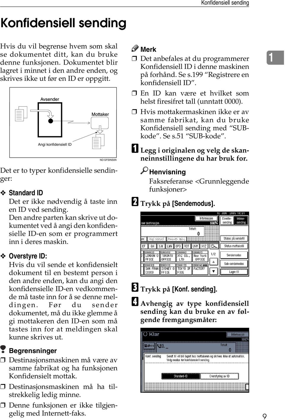 Den andre parten kan skrive ut dokumentet ved å angi den konfidensielle ID-en som er programmert inn i deres maskin.