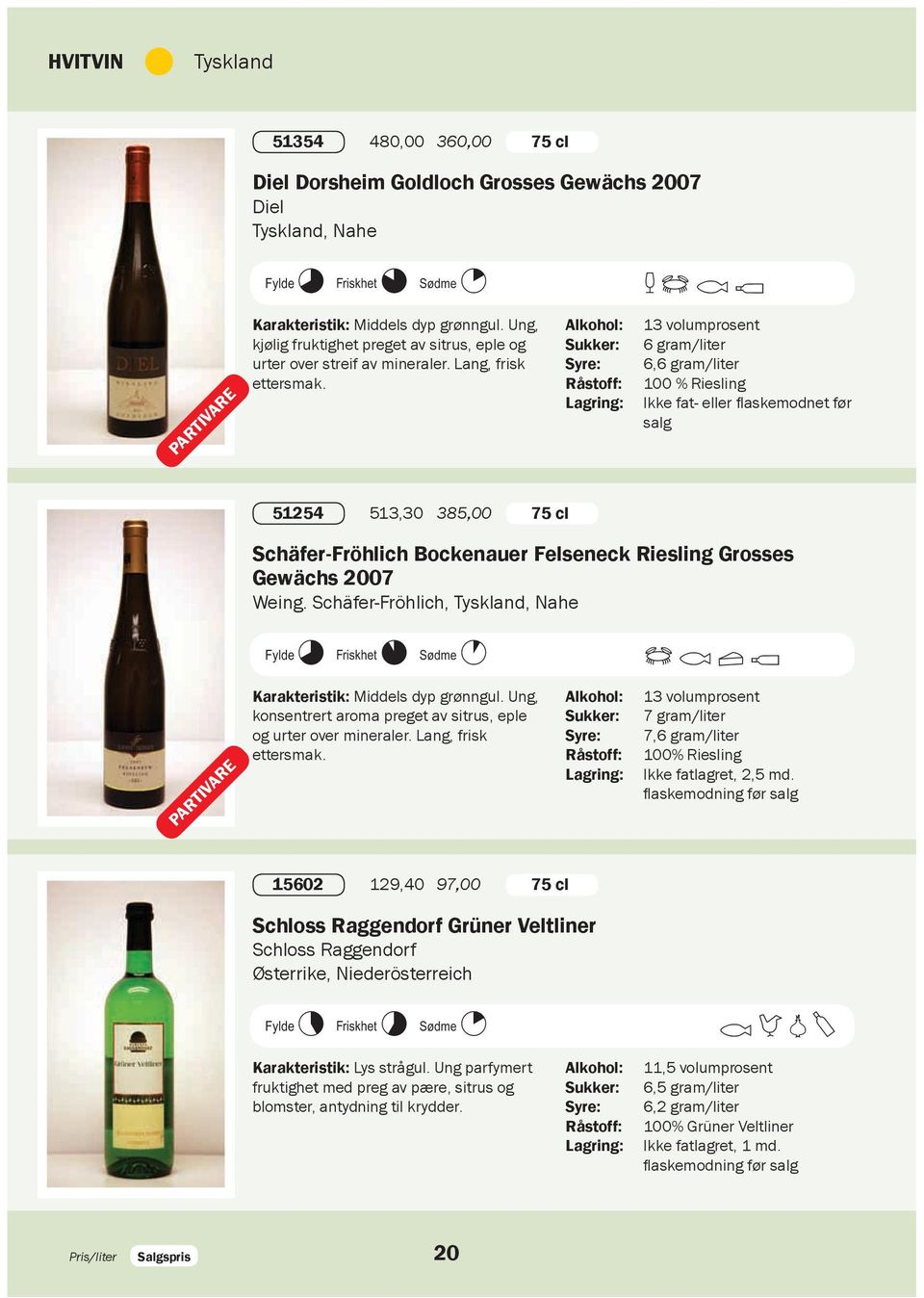 13 volumprosent 6 gram/liter 6,6 gram/liter 100 % Riesling Ikke fat- eller fl askemodnet før salg 51254 513,30 385,00 75 cl Schäfer-Fröhlich Bockenauer Felseneck Riesling Grosses Gewächs 2007 Weing.