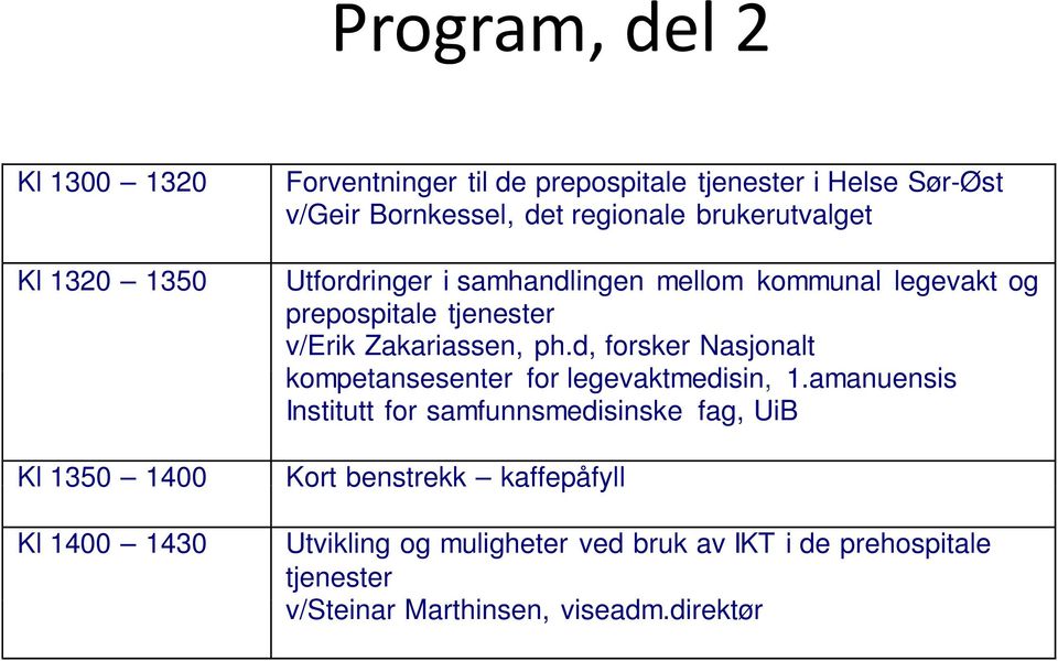 d, forsker Nasjonalt kompetansesenter t for legevaktmedisin, i 1.