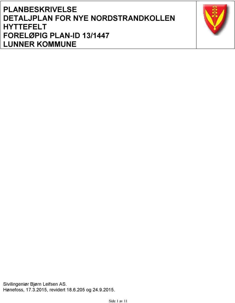 13/1447 LUNNER KOMMUNE Sivilingeniør Bjørn