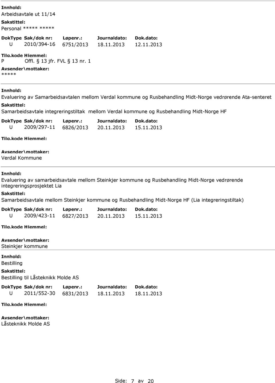 2013 Evaluering av Samarbeidsavtalen mellom Verdal kommune og Rusbehandling Midt-Norge vedrørende Ata-senteret Samarbeidsavtale integreringstiltak mellom Verdal kommune