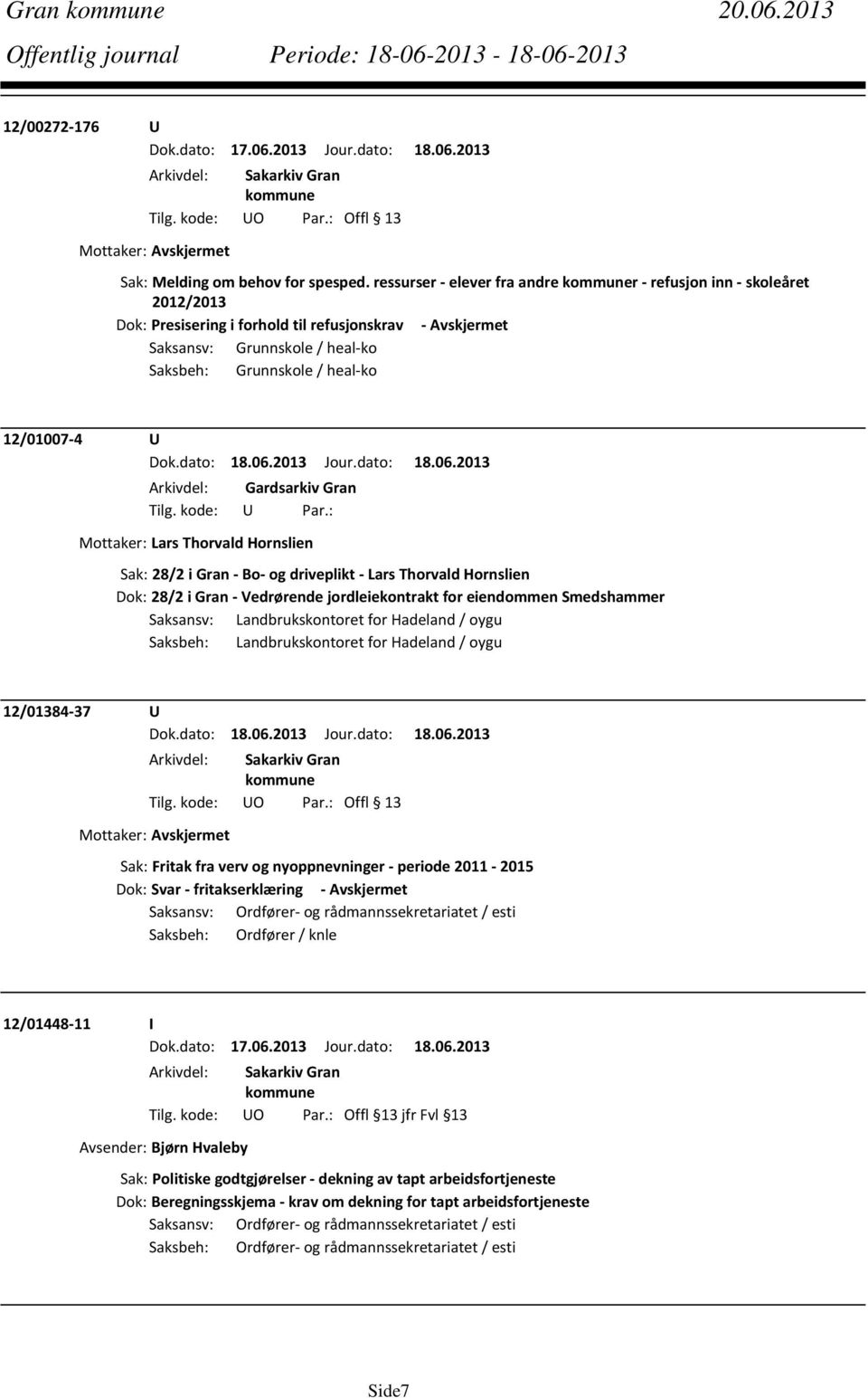 Arkivdel: Gardsarkiv Gran Mottaker: Lars Thorvald Hornslien Sak: 28/2 i Gran Bo og driveplikt Lars Thorvald Hornslien Dok: 28/2 i Gran Vedrørende jordleiekontrakt for eiendommen Smedshammer Saksansv: