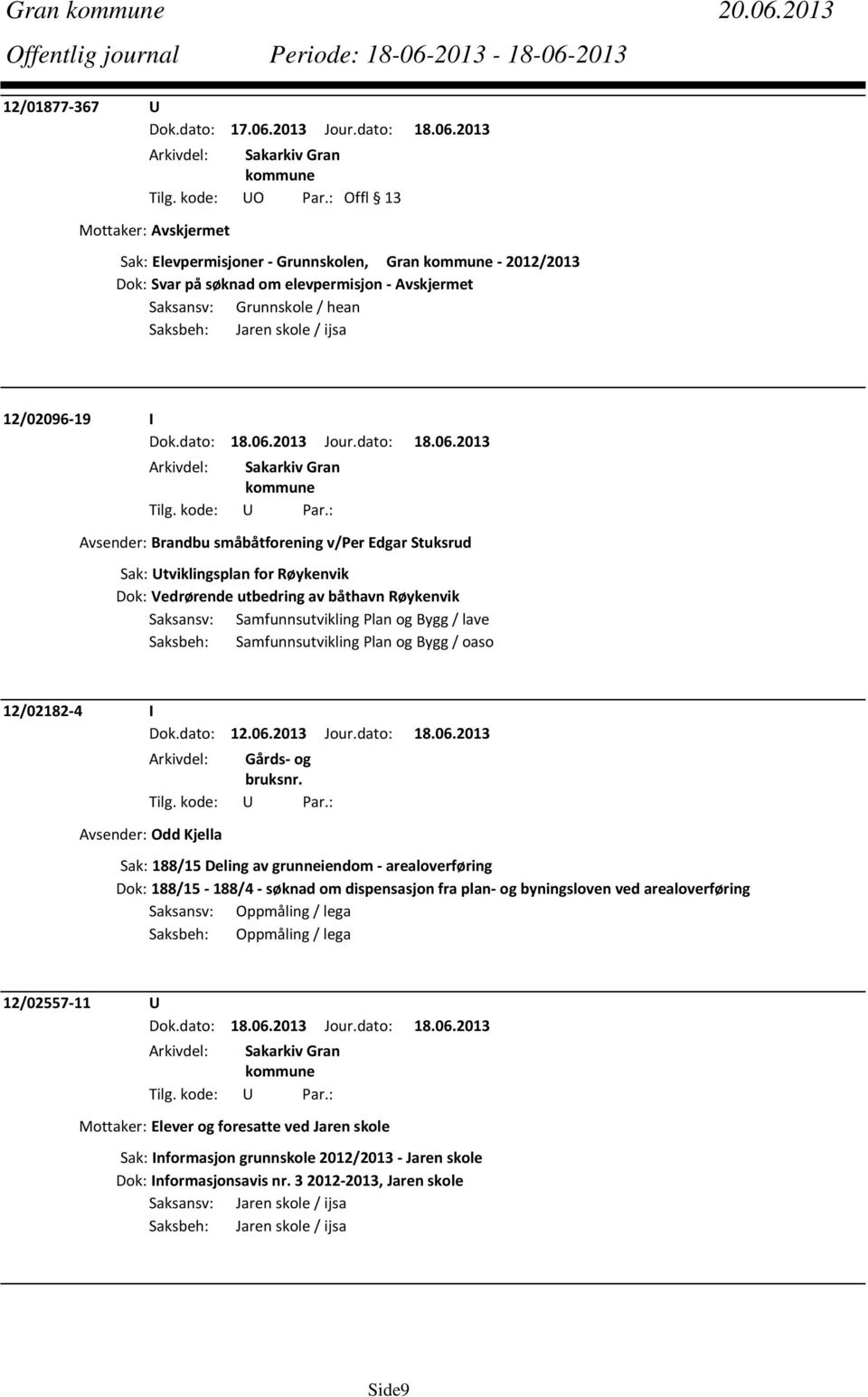 12/02096 19 I Avsender: Brandbu småbåtforening v/per Edgar Stuksrud Sak: Utviklingsplan for Røykenvik Dok: Vedrørende utbedring av båthavn Røykenvik Saksansv: Samfunnsutvikling Plan og Bygg / lave