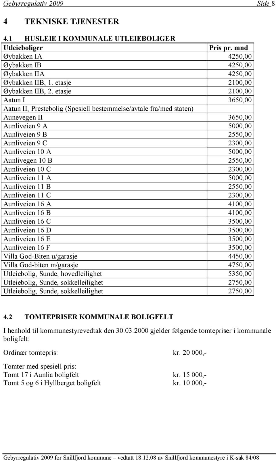 etasje 2100,00 Aatun I 3650,00 Aatun II, Prestebolig (Spesiell bestemmelse/avtale fra/med staten) Aunevegen II 3650,00 Aunliveien 9 A 5000,00 Aunliveien 9 B 2550,00 Aunliveien 9 C 2300,00 Aunliveien