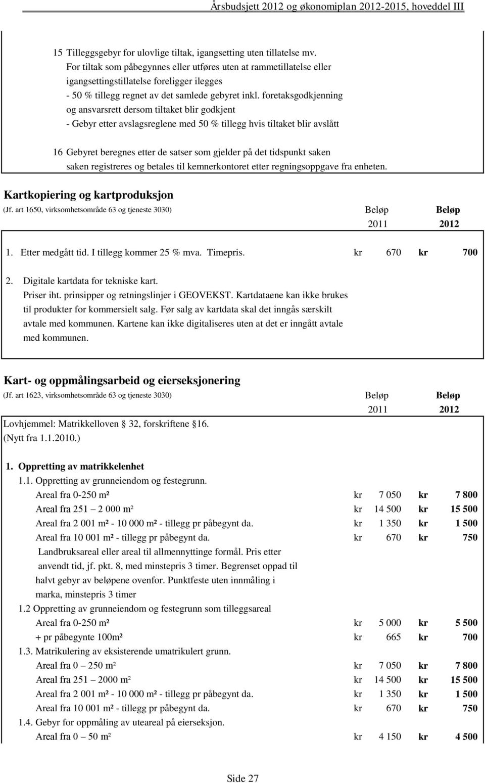 foretaksgodkjenning og ansvarsrett dersom tiltaket blir godkjent - Gebyr etter avslagsreglene med 50 % tillegg hvis tiltaket blir avslått 16 Gebyret beregnes etter de satser som gjelder på det