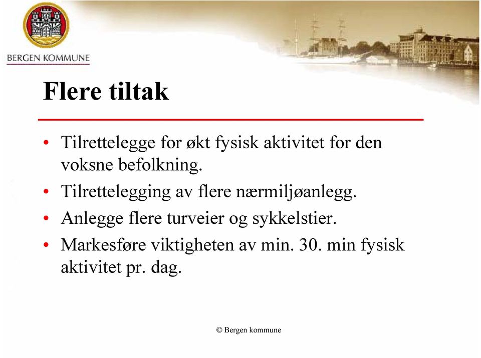 Tilrettelegging av flere nærmiljøanlegg.