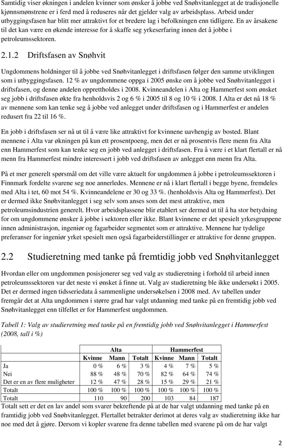 En av årsakene til det kan være en økende interesse for å skaffe seg yrkeserfaring innen det å jobbe i petroleumssektoren. 2.1.