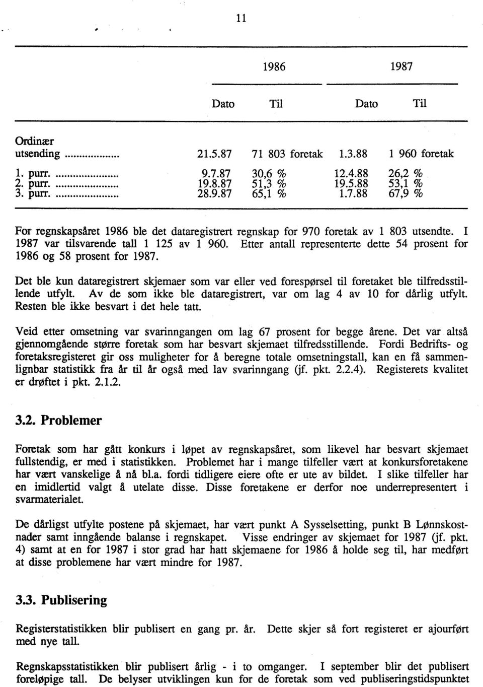 Det ble kun dataregistrert skjemaer som var eller ved foresporsel dl foretaket ble tilfredsstillende utfylt. Av de som ikke ble dataregistrert, var om lag 4 av 10 for dårlig utfylt.