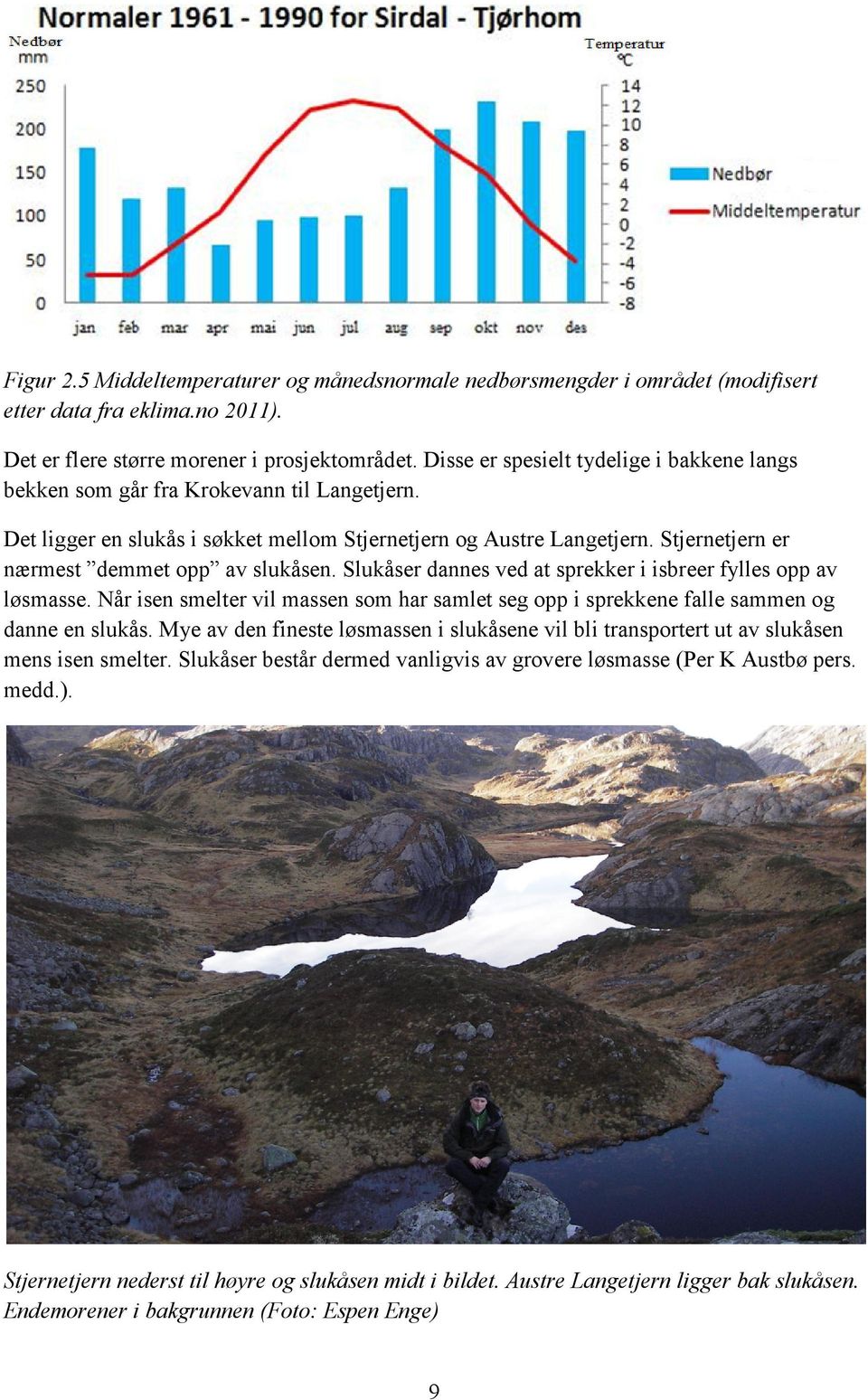 Stjernetjern er nærmest demmet opp av slukåsen. Slukåser dannes ved at sprekker i isbreer fylles opp av løsmasse.