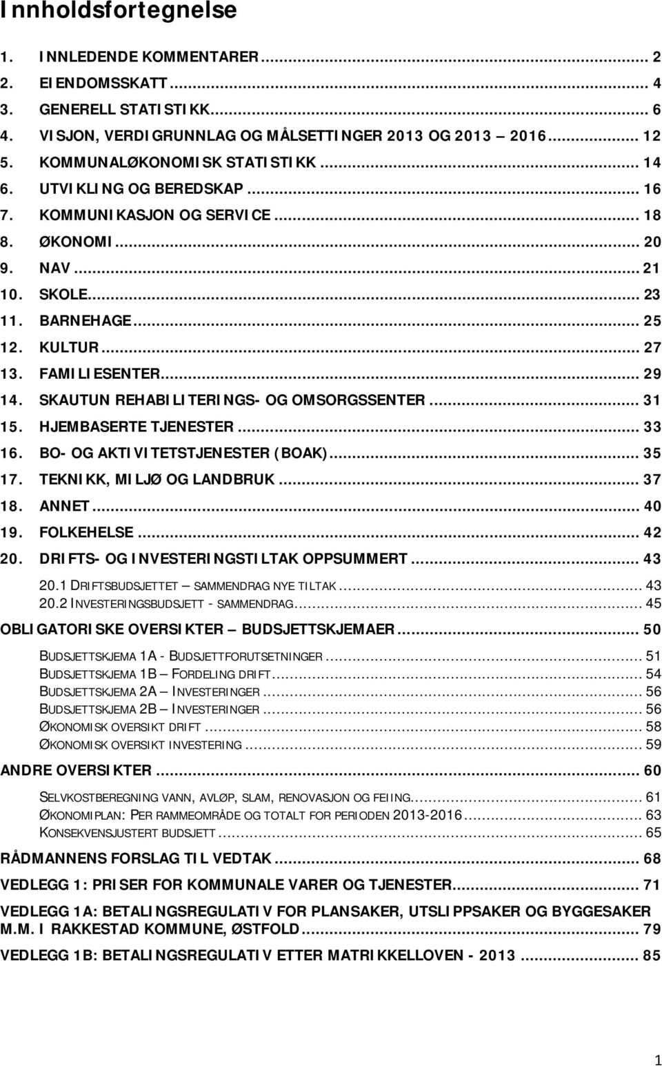 SKAUTUN REHABILITERINGS- OG OMSORGSSENTER... 31 15. HJEMBASERTE TJENESTER... 33 16. BO- OG AKTIVITETSTJENESTER (BOAK)... 35 17. TEKNIKK, MILJØ OG LANDBRUK... 37 18. ANNET... 40 19. FOLKEHELSE... 42 20.