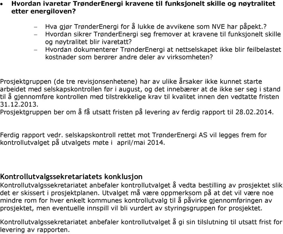 Hvordan dokumenterer TrønderEnergi at nettselskapet ikke blir feilbelastet kostnader som berører andre deler av virksomheten?