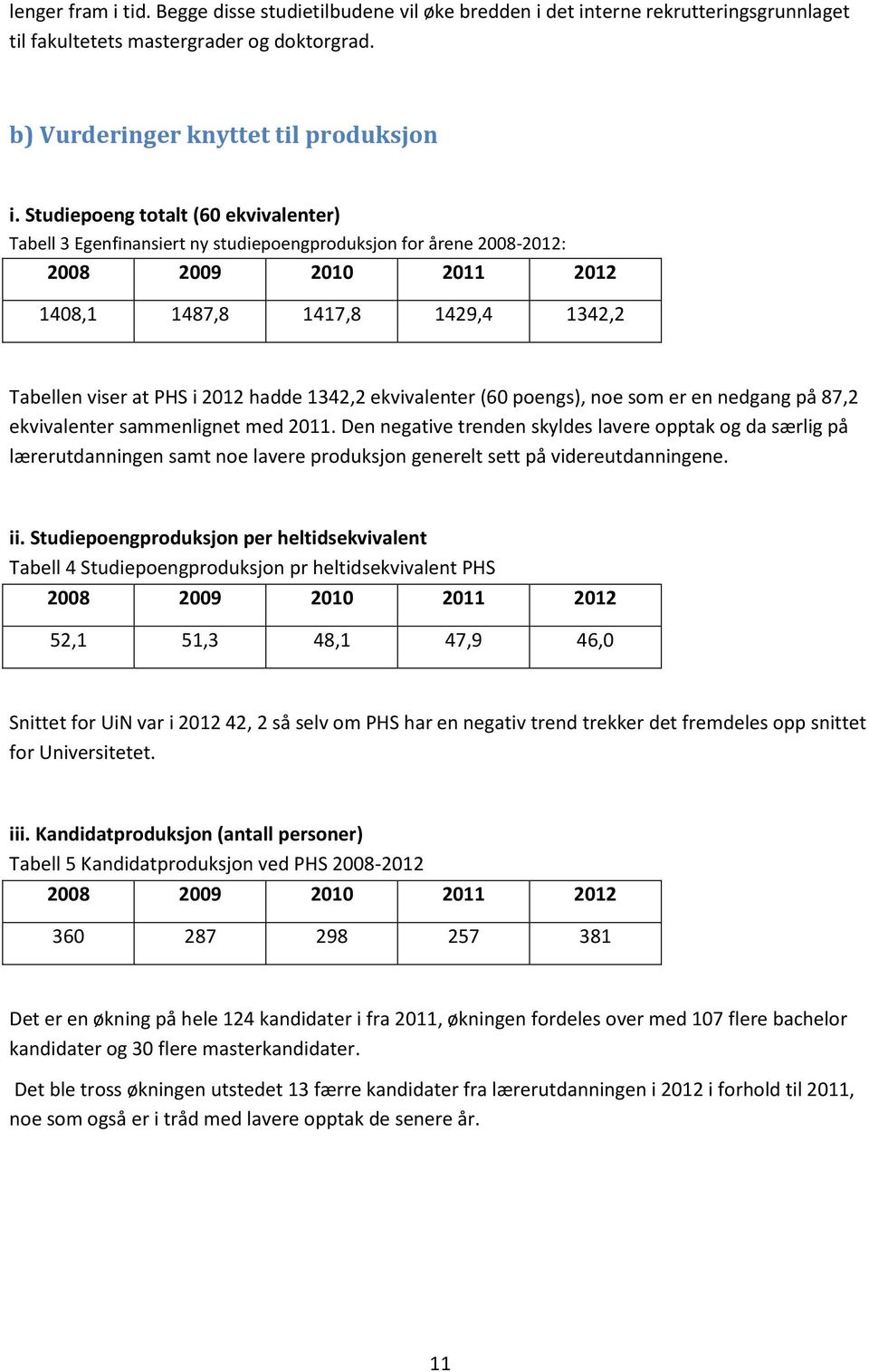 hadde 1342,2 ekvivalenter (60 poengs), noe som er en nedgang på 87,2 ekvivalenter sammenlignet med 2011.