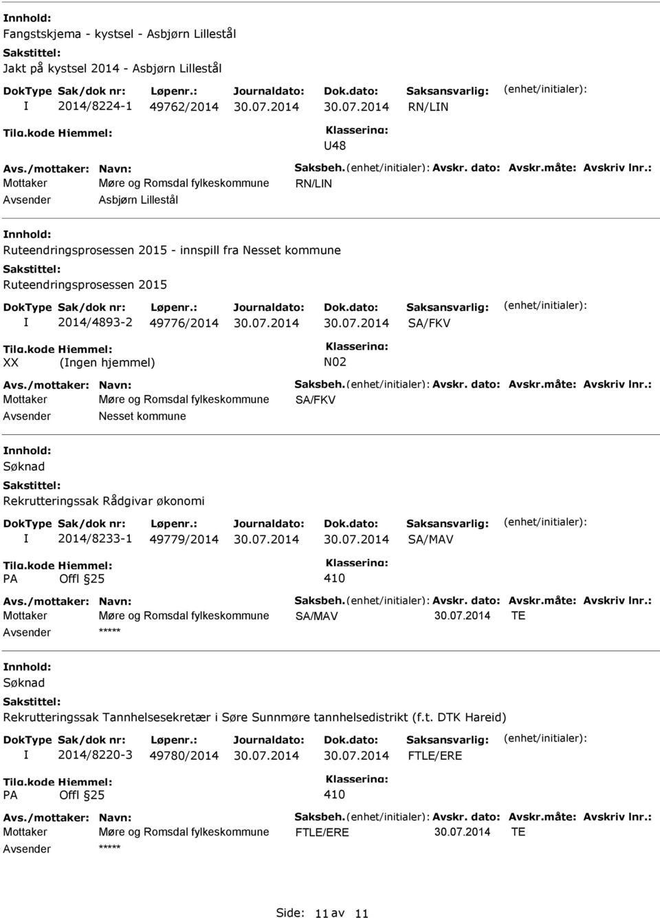 N02 Avs./mottaker: Navn: Saksbeh. Avskr. dato: Avskr.måte: Avskriv lnr.