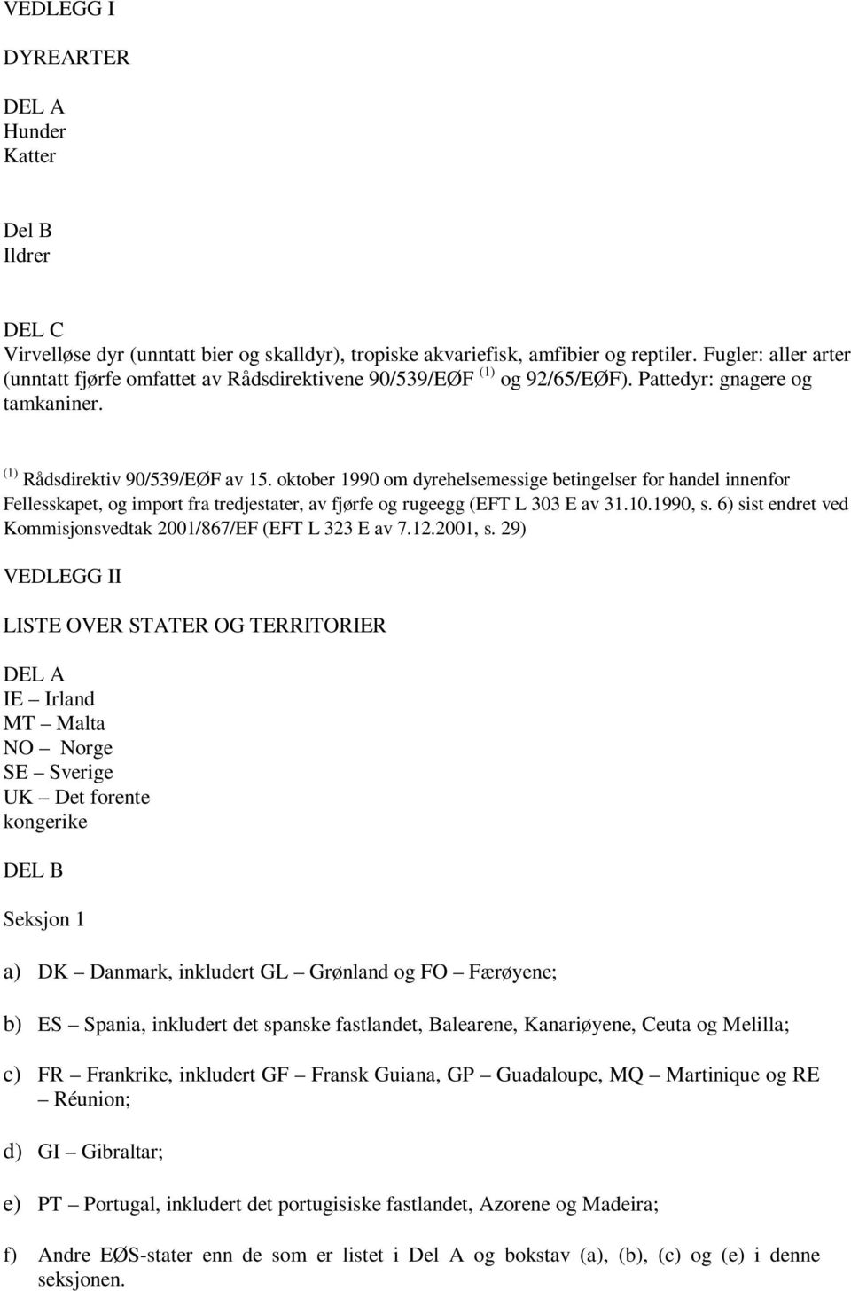 oktober 1990 om dyrehelsemessige betingelser for handel innenfor Fellesskapet, og import fra tredjestater, av fjørfe og rugeegg (EFT L 303 E av 31.10.1990, s.