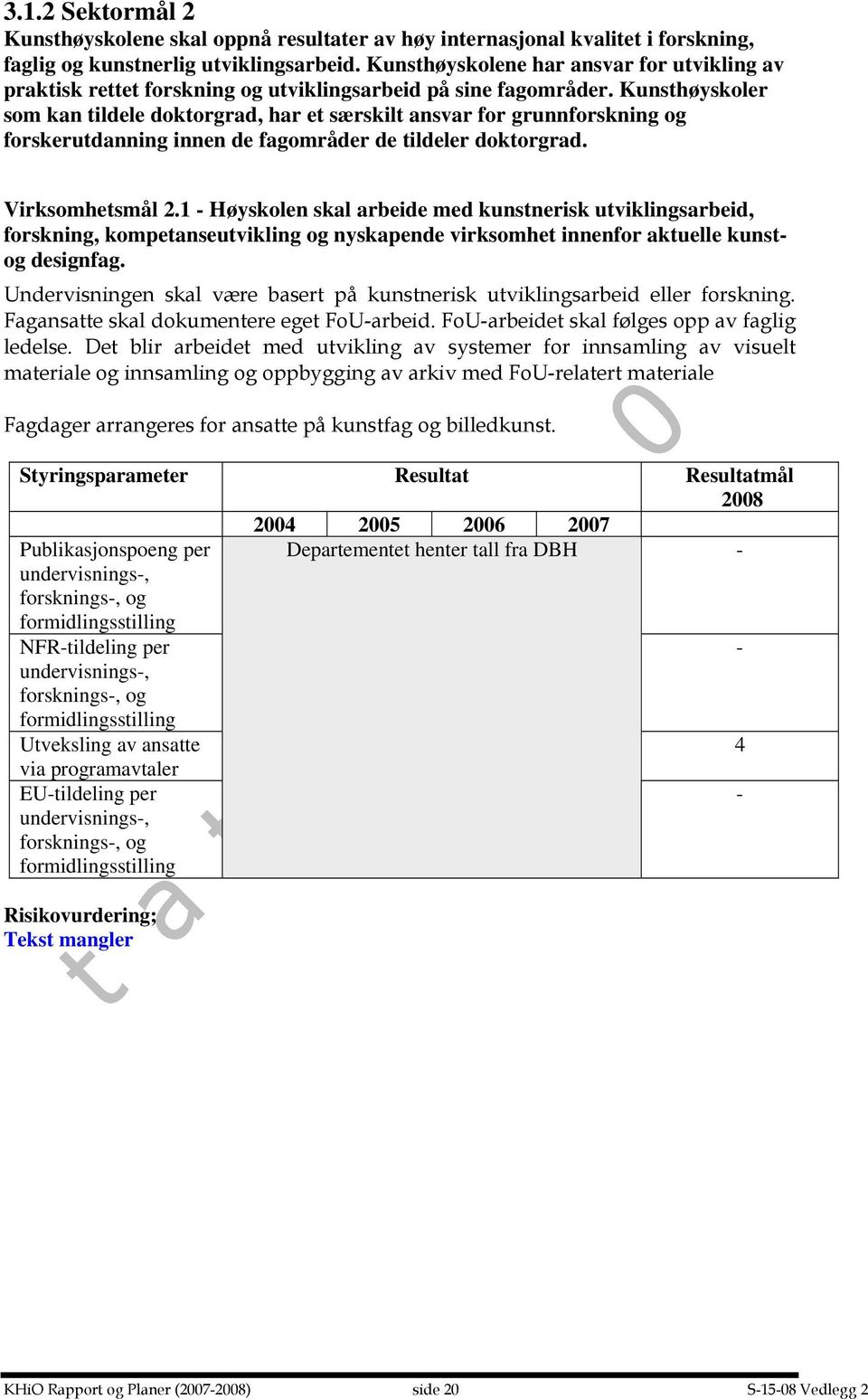 Kunsthøyskoler som kan tildele doktorgrad, har et særskilt ansvar for grunnforskning og forskerutdanning innen de fagområder de tildeler doktorgrad. Virksomhetsmål 2.