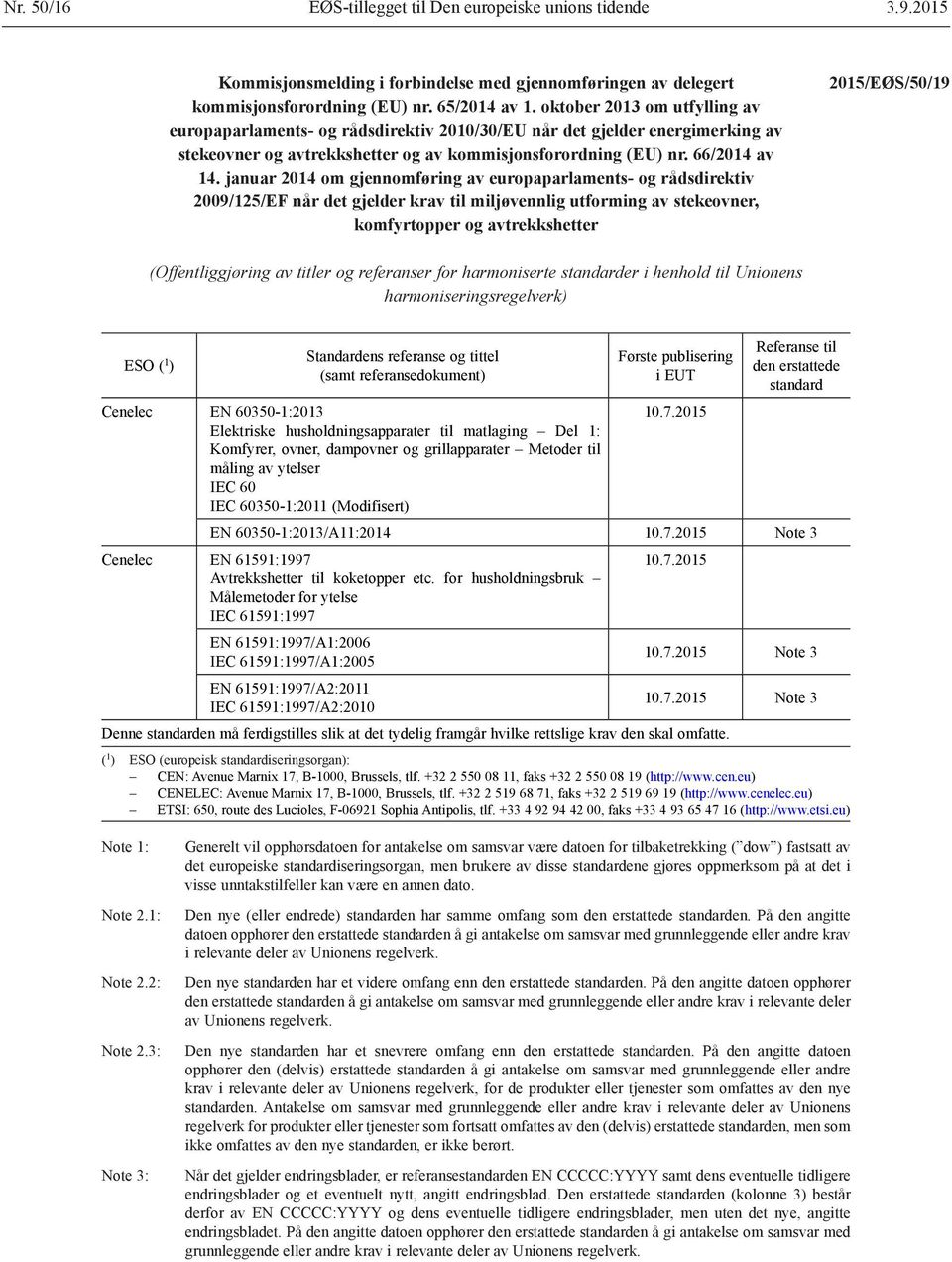januar 2014 om gjennomføring av europaparlaments- og rådsdirektiv 2009/125/EF når det gjelder krav til miljøvennlig utforming av stekeovner, komfyrtopper og avtrekkshetter 2015/EØS/50/19