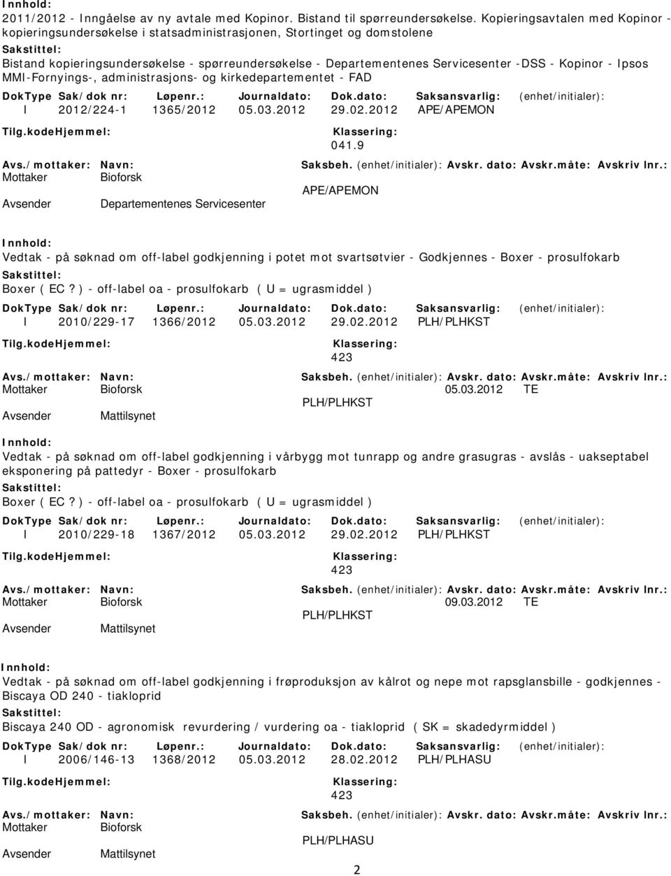 Kopinor - Ipsos MMI-Fornyings-, administrasjons- og kirkedepartementet - FAD I 2012/224-1 1365/2012 05.03.2012 29.02.2012 APE/APEMON 041.