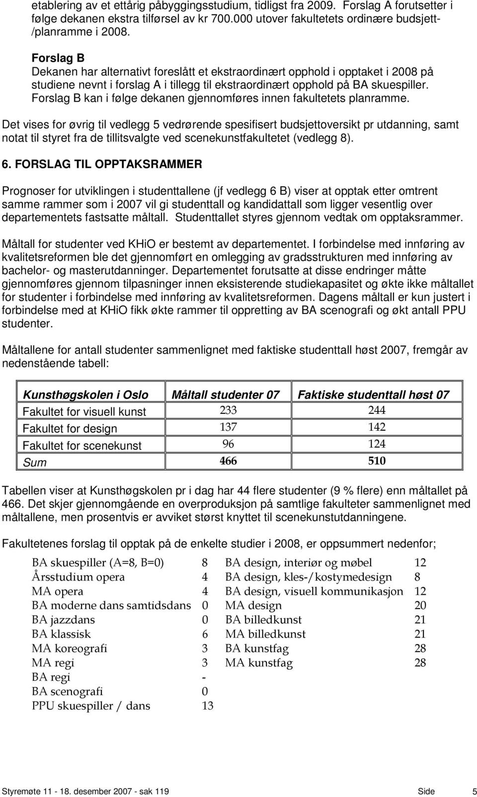 Forslag B kan i følge dekanen gjennomføres innen fakultetets planramme.