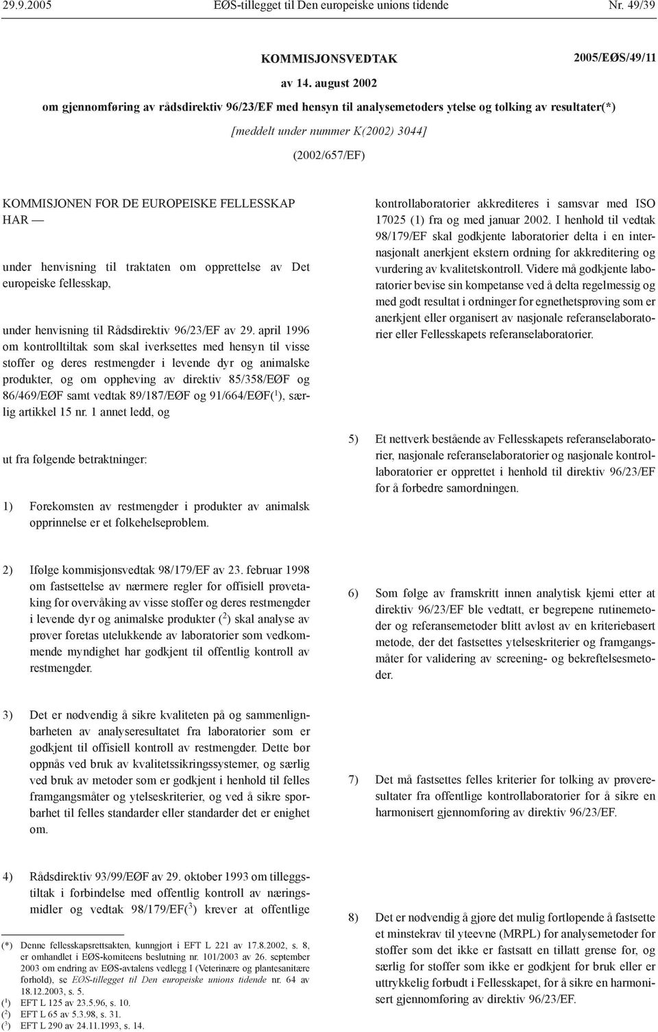 FELLESSKAP HAR under henvisning til traktaten om opprettelse av Det europeiske fellesskap, under henvisning til Rådsdirektiv 96/23/EF av 29.