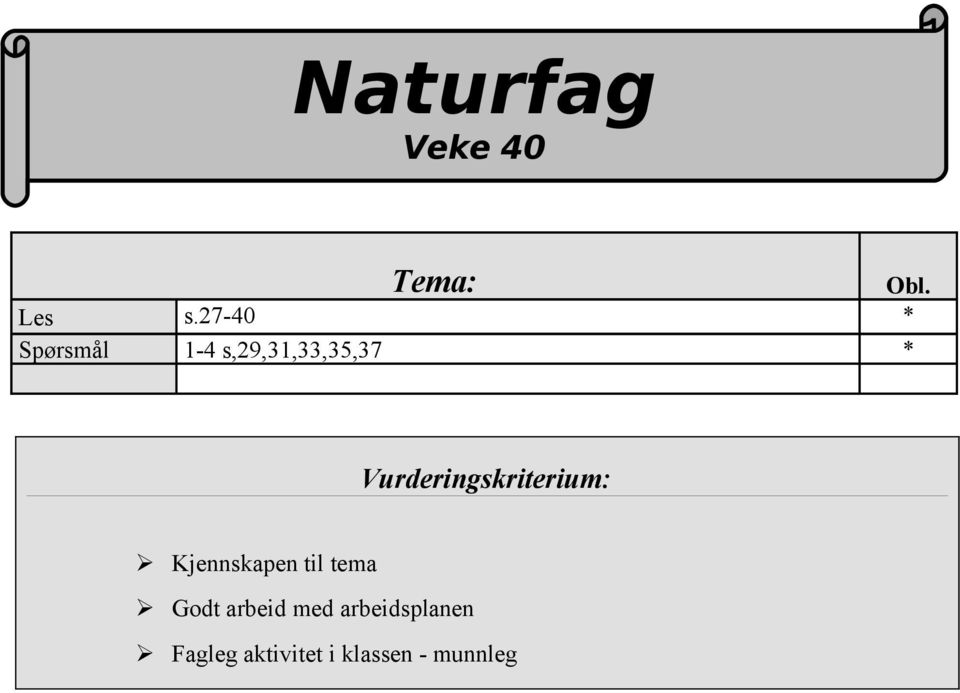 Vurderingskriterium: Kjennskapen til tema