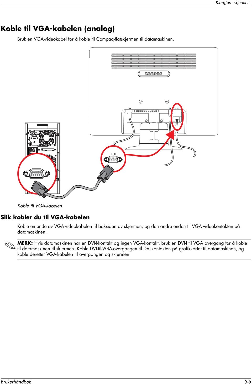 VGA-videokontakten på datamaskinen.