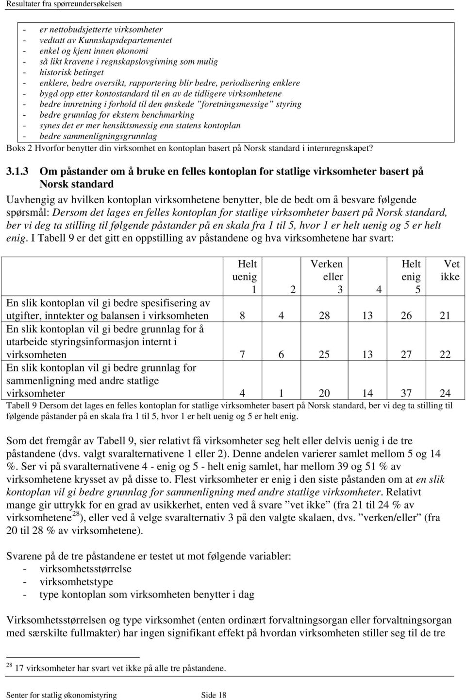 foretningsmessige styring - bedre grunnlag for ekstern benchmarking - synes det er mer hensiktsmessig enn statens kontoplan - bedre sammenligningsgrunnlag Boks 2 Hvorfor benytter din virksomhet en