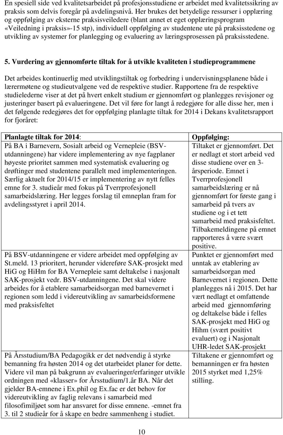 ute på praksisstedene og utvikling av systemer for planlegging og evaluering av læringsprosessen på praksisstedene. 5.