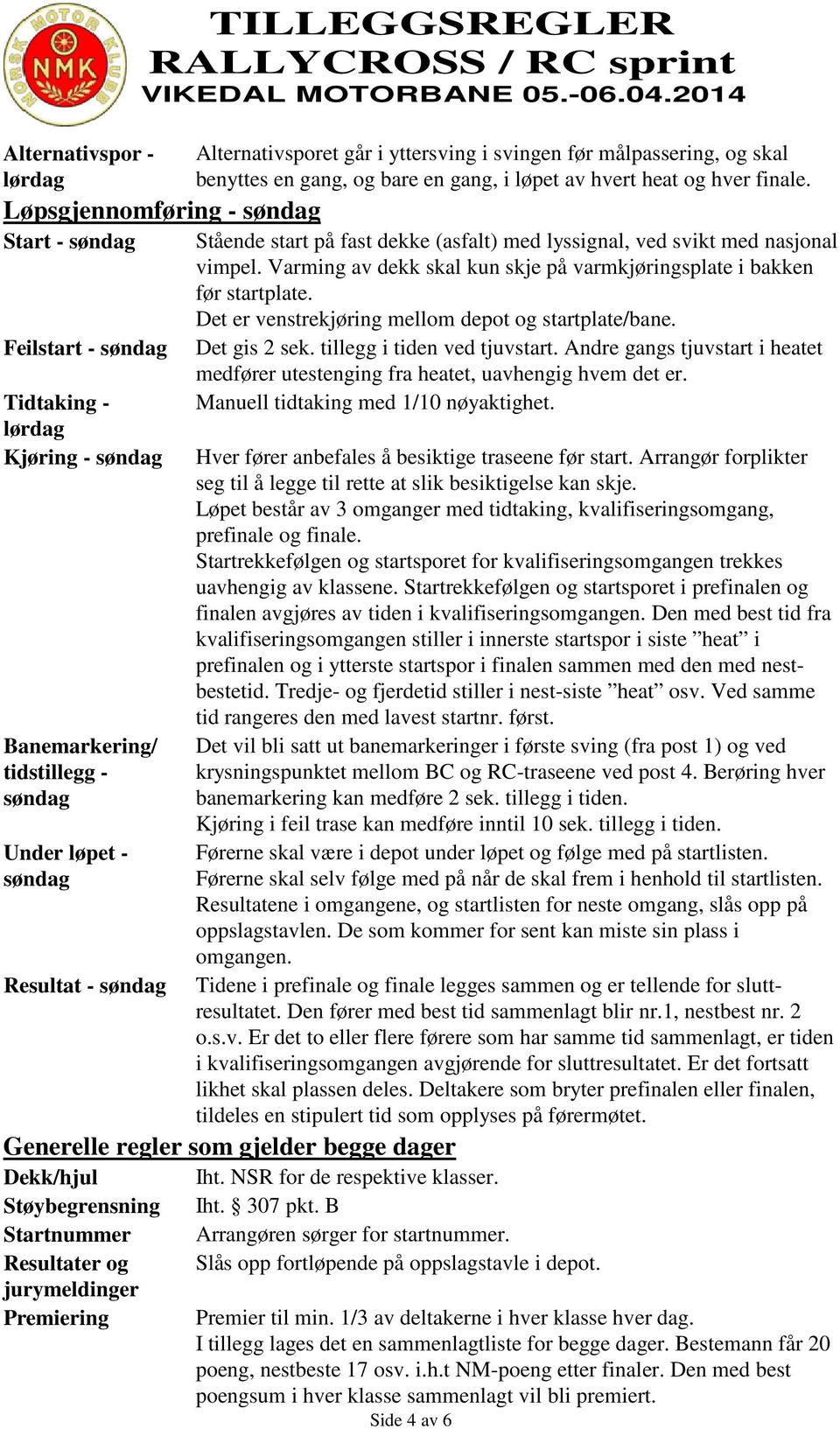 Stående start på fast dekke (asfalt) med lyssignal, ved svikt med nasjonal vimpel. Varming av dekk skal kun skje på varmkjøringsplate i bakken før startplate.