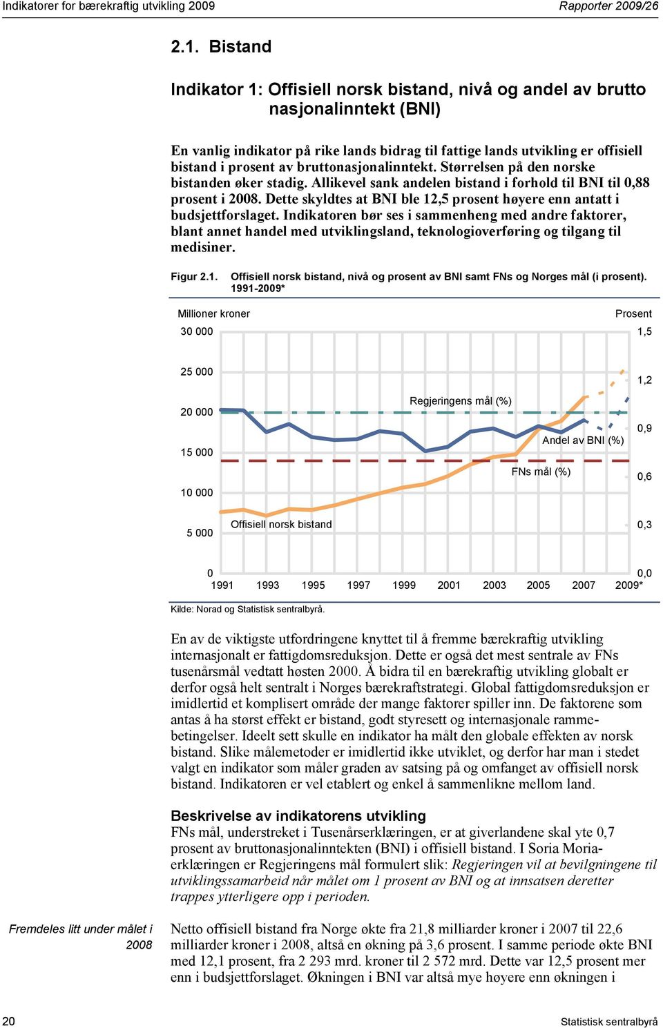 bruttonasjonalinntekt. Størrelsen på den norske bistanden øker stadig. Allikevel sank andelen bistand i forhold til BNI til 0,88 prosent i 2008.