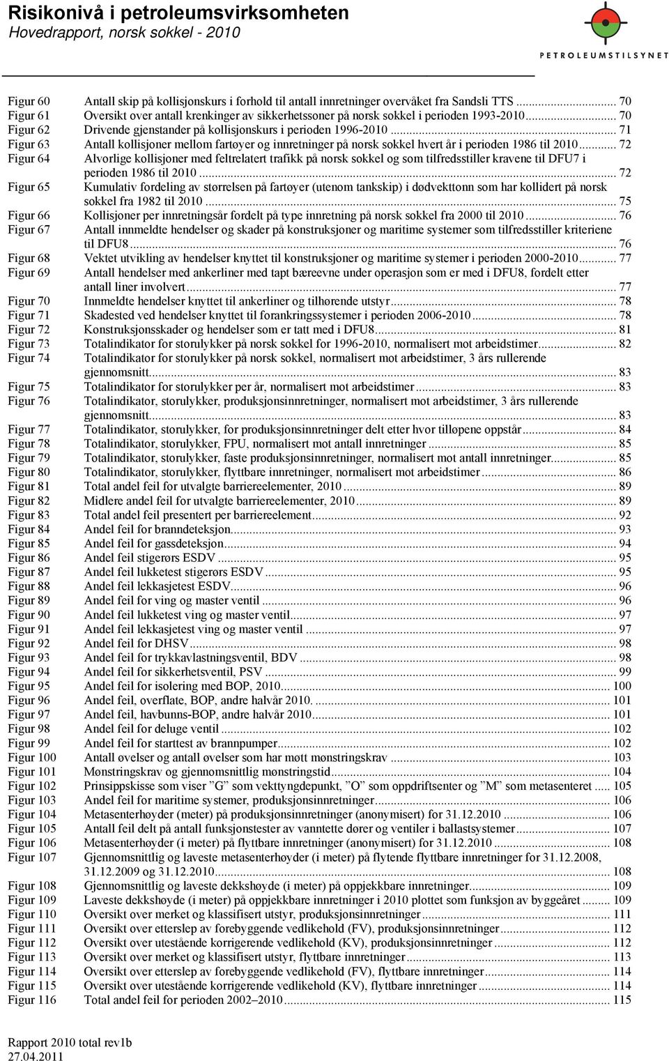 .. 72 Figur 64 Alvorlige kollisjoner med feltrelatert trafikk på norsk sokkel og som tilfredsstiller kravene til DFU7 i perioden 1986 til 21.