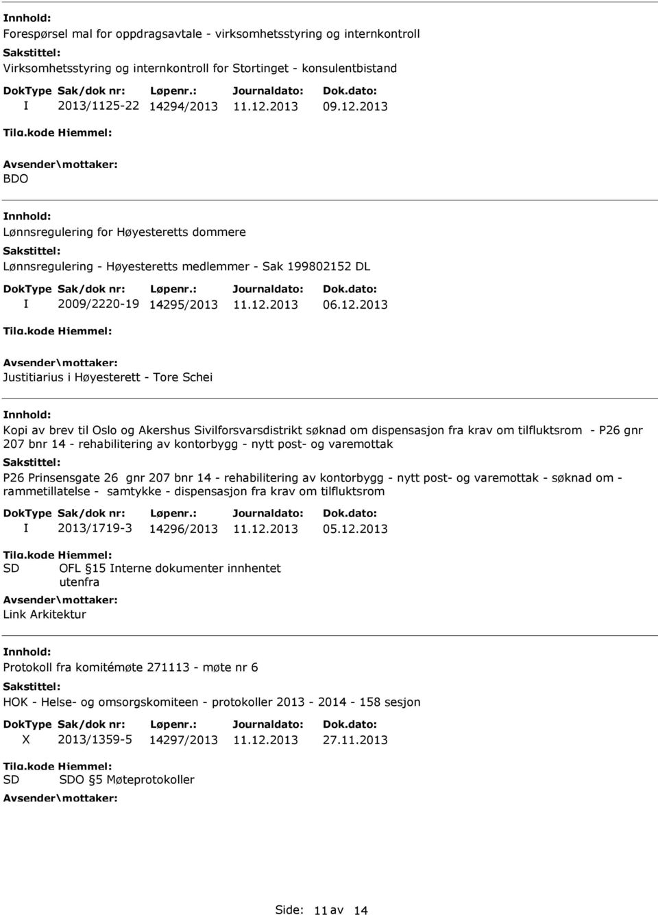 2013 BDO Lønnsregulering for Høyesteretts dommere Lønnsregulering - Høyesteretts medlemmer - Sak 199802152 DL 2009/2220-19 14295/2013 06.12.