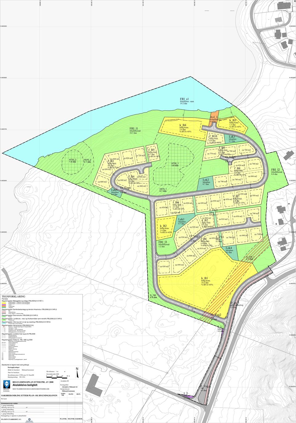 1) Boligbebyggelse - frittliggende småhusbebyggelse Boligbebyggelse - konsentrert småhusbebyggelse Industri Avløpsanlegg Lekeplass Reguleringsplan-Samferdselsanlegg og teknisk infrastruktur (PBL2008