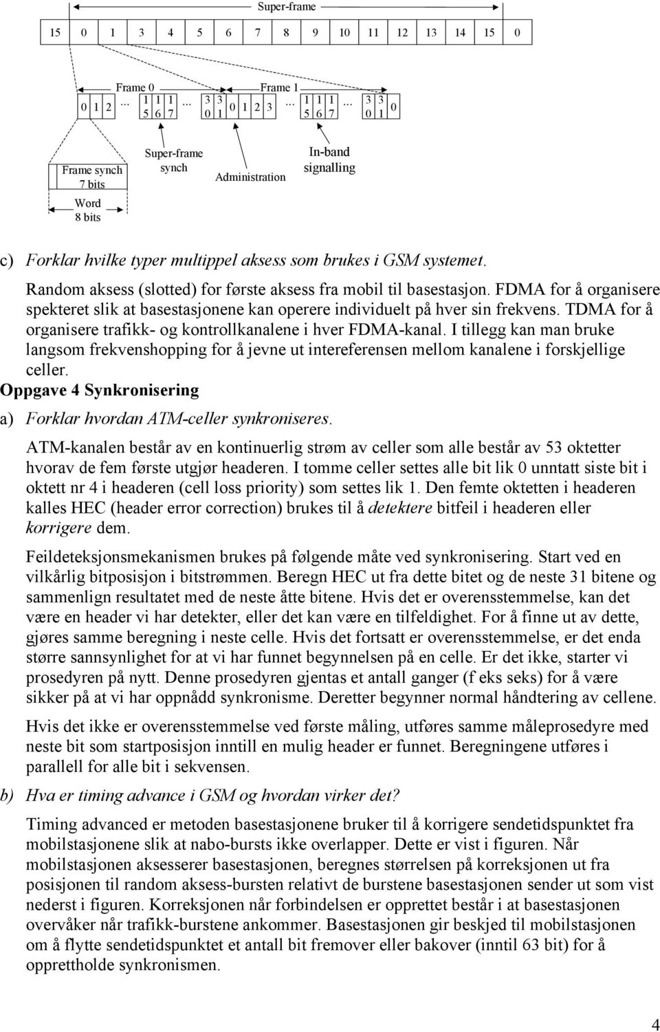 Random aksess (slotted) for første aksess fra mobil til basestasjon. FDMA for å organisere spekteret slik at basestasjonene kan operere individuelt på hver sin frekvens.