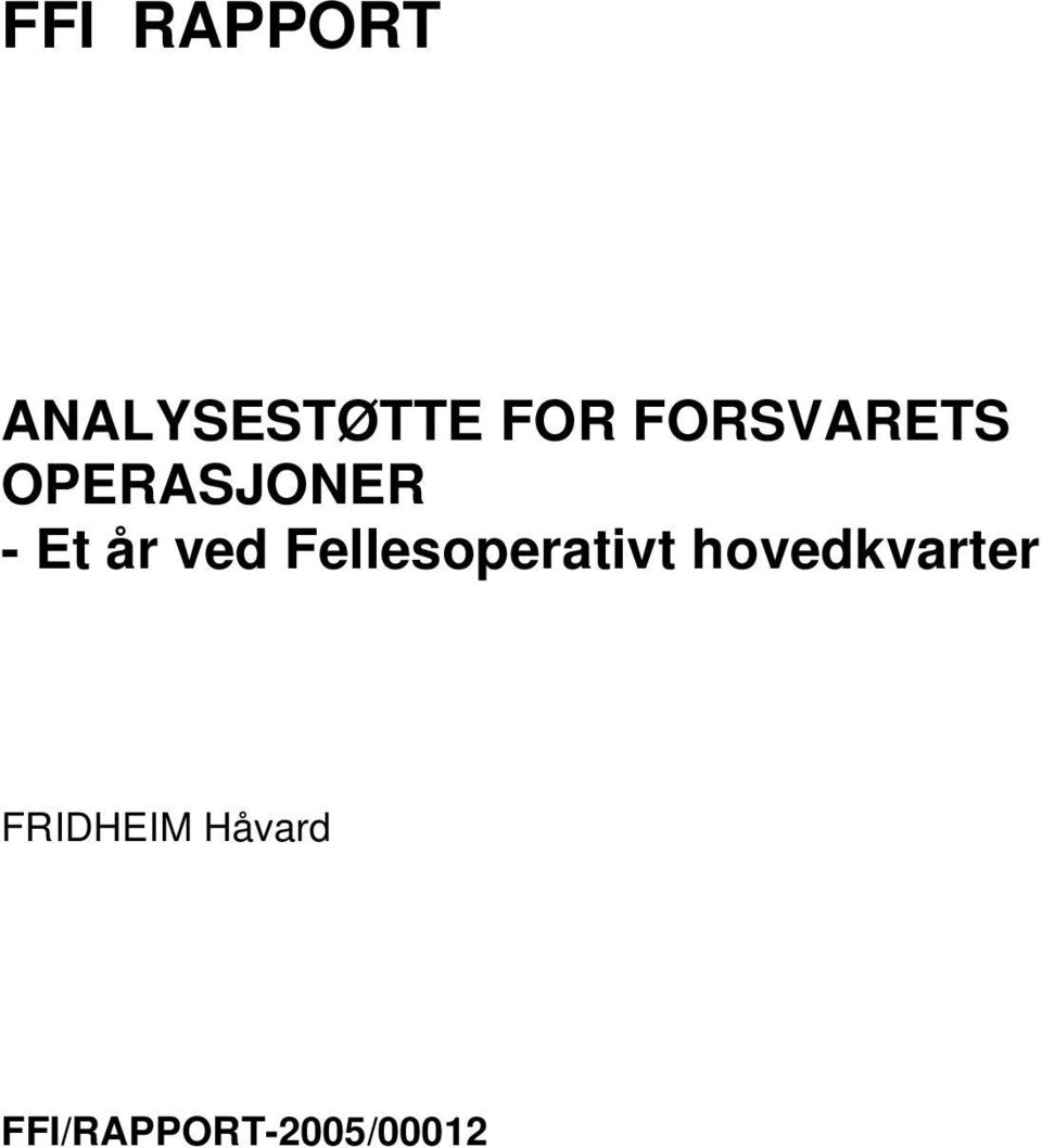 ved Fellesoperativt hovedkvarter