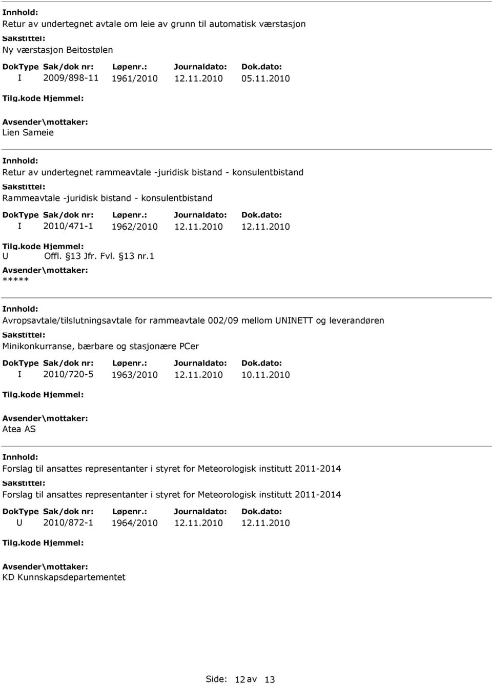 1 Avropsavtale/tilslutningsavtale for rammeavtale 002/09 mellom NNETT og leverandøren Minikonkurranse, bærbare og stasjonære Cer 2010/720-5 1963/2010 Atea AS Forslag til