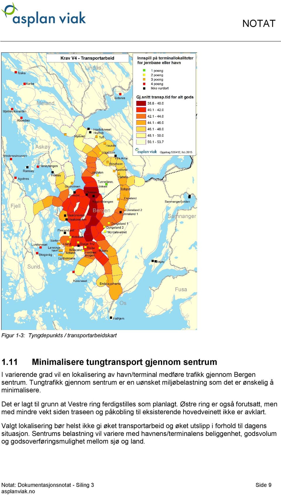 Tungtrafikk gjennom sentrum er en uønsket miljøbelastning som det er ønskelig å minimalisere. Det er lagt til grunn at Vestre ring ferdigstilles som planlagt.