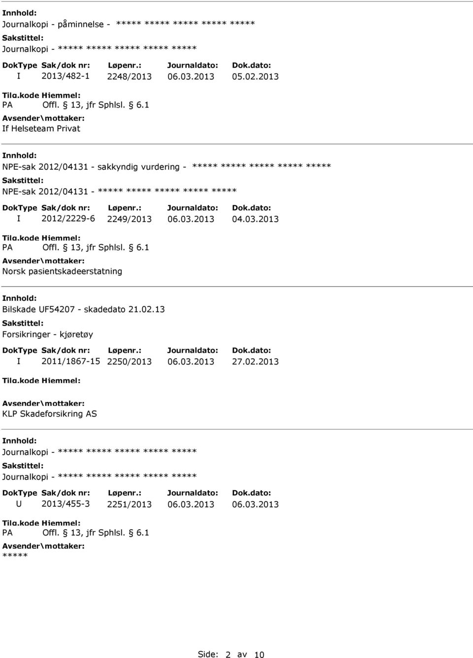 2012/04131-2012/2229-6 2249/2013 nnhold: Bilskade UF54207 - skadedato 21.02.