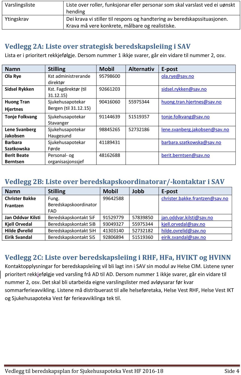 Dersom nummer 1 ikkje svarer, går ein vidare til nummer 2, osv.