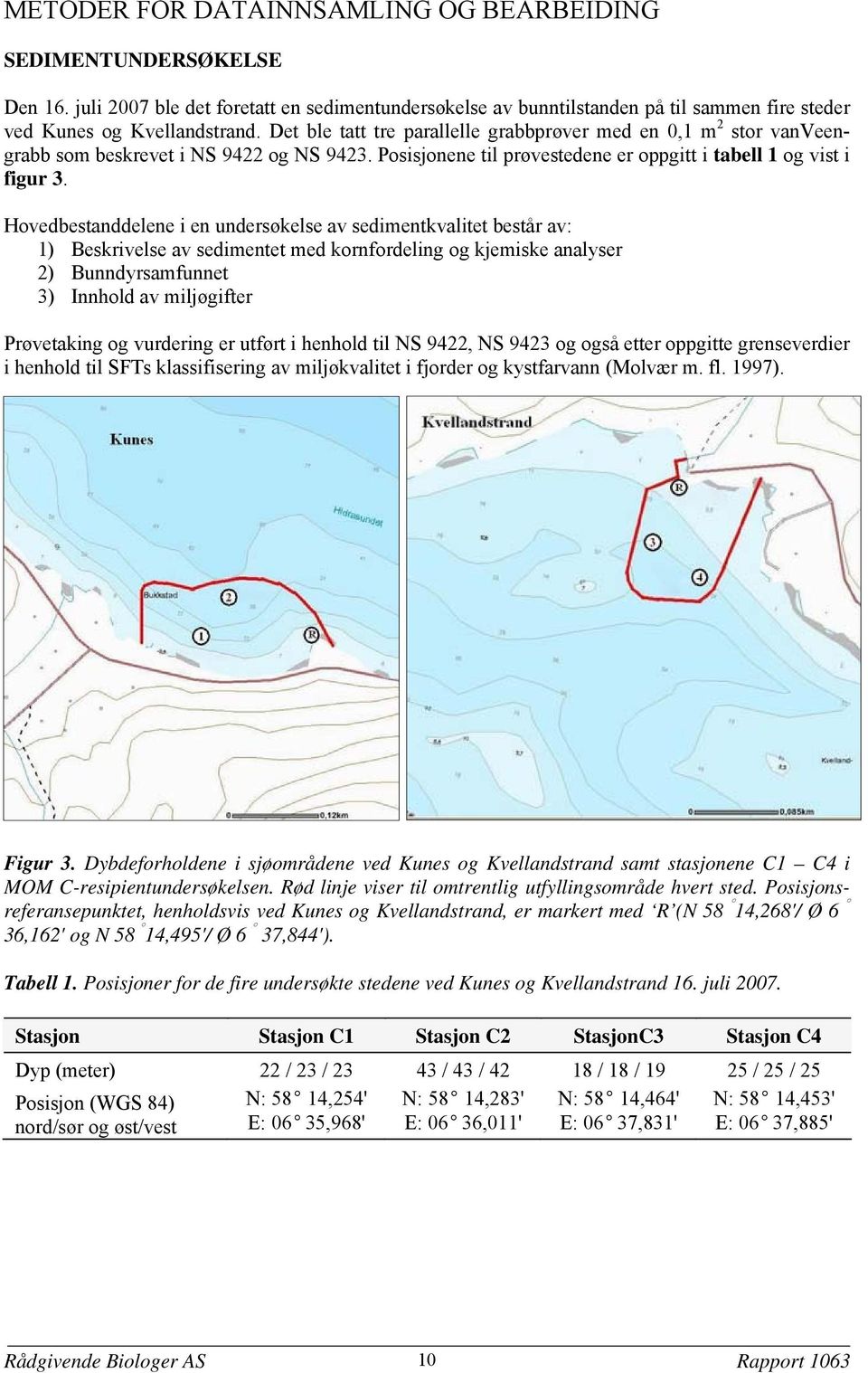 Hovedbestanddelene i en undersøkelse av sedimentkvalitet består av: 1) Beskrivelse av sedimentet med kornfordeling og kjemiske analyser 2) Bunndyrsamfunnet 3) Innhold av miljøgifter Prøvetaking og