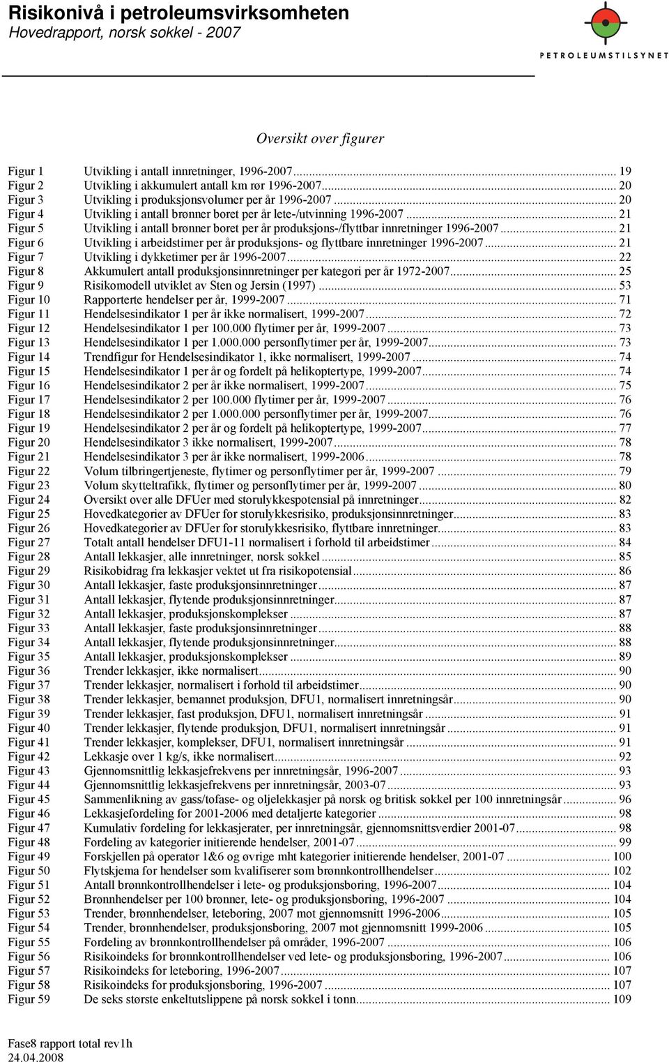 .. 21 Figur 6 Utvikling i arbeidstimer per år produksjons- og flyttbare innretninger 1996-2007... 21 Figur 7 Utvikling i dykketimer per år 1996-2007.