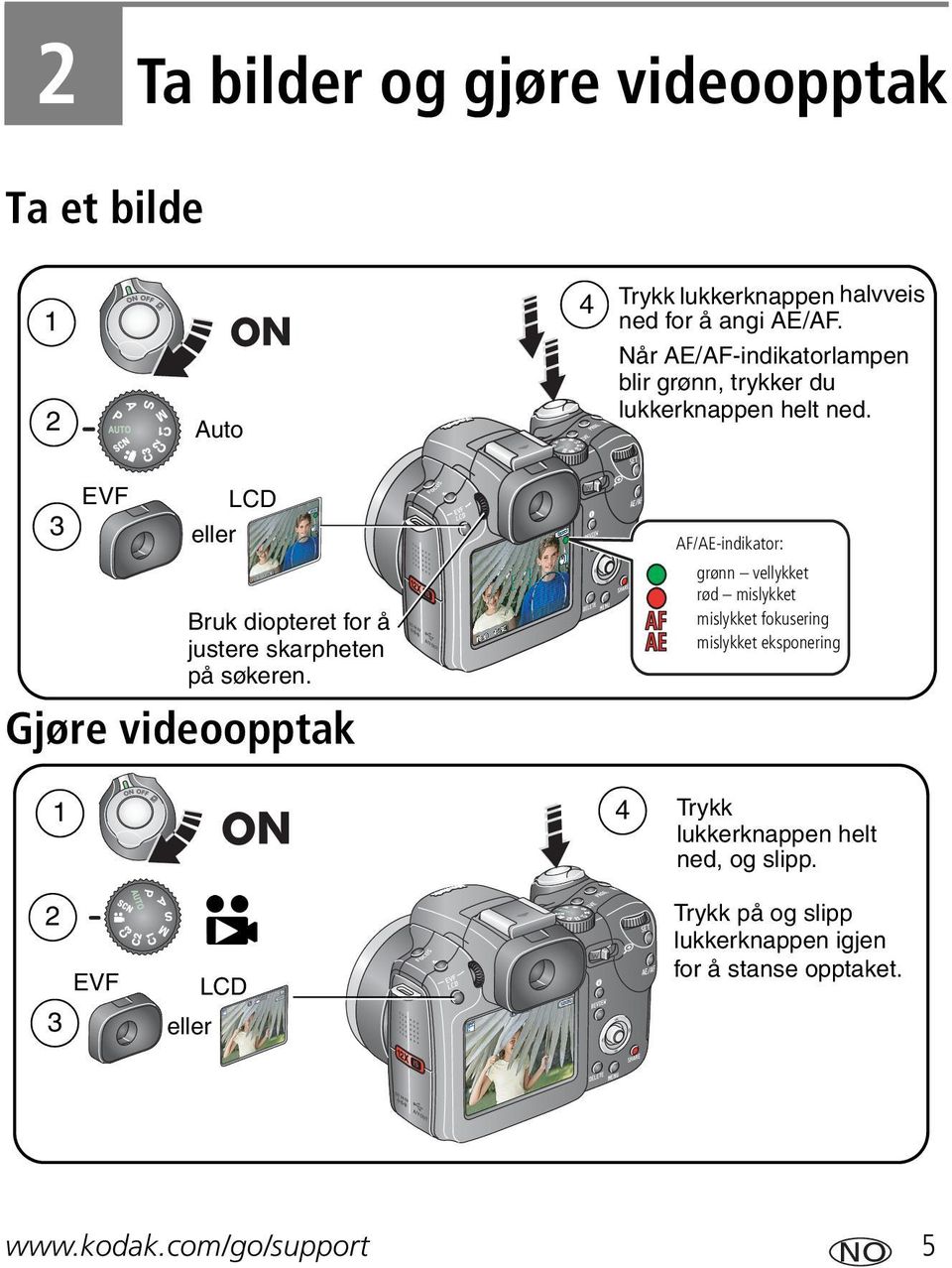 3 EVF LCD eller Bruk diopteret for å justere skarpheten på søkeren.