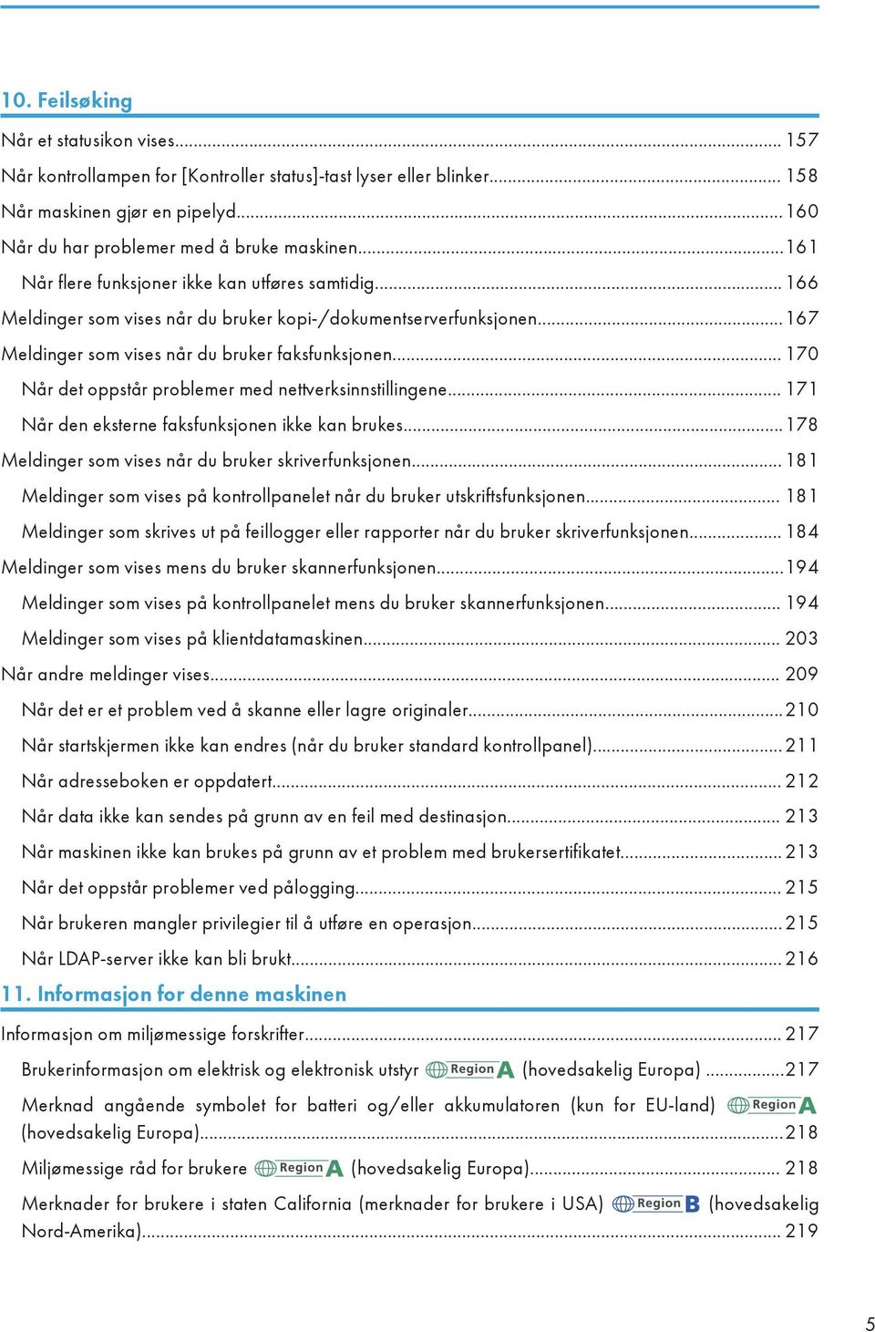 .. 170 Når det oppstår problemer med nettverksinnstillingene... 171 Når den eksterne faksfunksjonen ikke kan brukes...178 Meldinger som vises når du bruker skriverfunksjonen.