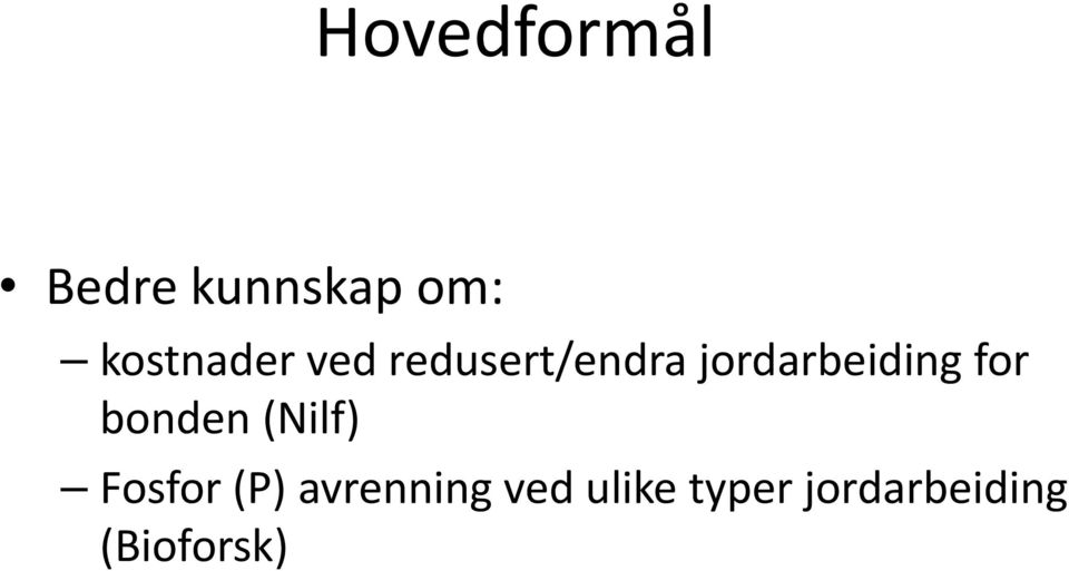 for bonden (Nilf) Fosfor (P) avrenning ved